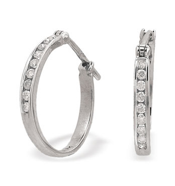 White Gold Diamond Hoop Earrings (466)