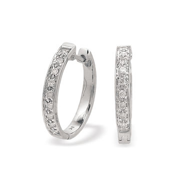 White Gold Diamond Hoop Earrings (468)