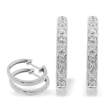 Ampalian Jewellery White Gold Diamond Hoop Earrings (901)