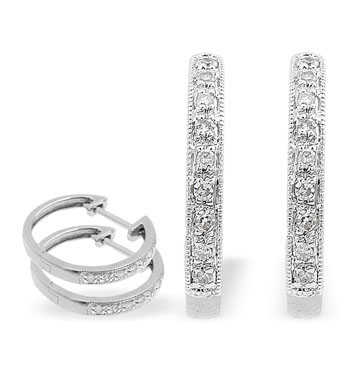 White Gold Diamond Hoop Earrings (901)