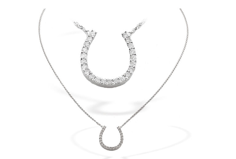 Ampalian Jewellery White Gold Diamond Horseshoe Pendant (098)