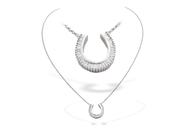 Ampalian Jewellery White Gold Diamond Horseshoe Pendant (102)
