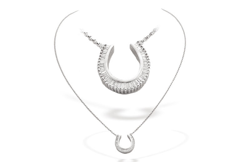 White Gold Diamond Horseshoe Pendant (102)