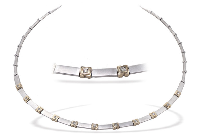 Ampalian Jewellery White Gold Diamond Necklace (085)