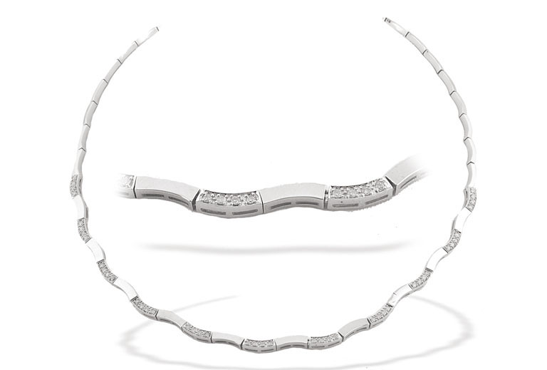 Ampalian Jewellery White Gold Diamond Necklace (087)