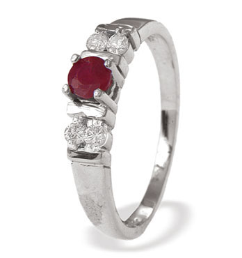 Ampalian Jewellery White Gold Diamond Ruby Ring (917)