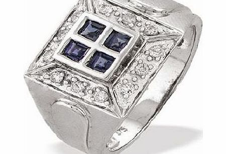 White Gold Diamond Sapphire Ring (095)