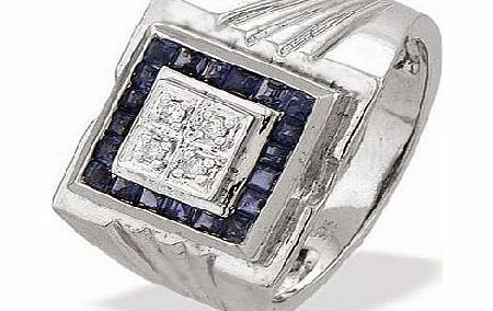 Ampalian Jewellery White Gold Diamond Sapphire Ring (099)