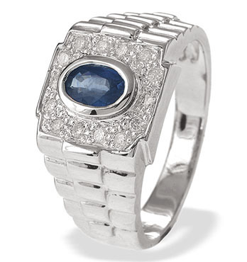 Ampalian Jewellery White Gold Diamond Sapphire Ring (122)
