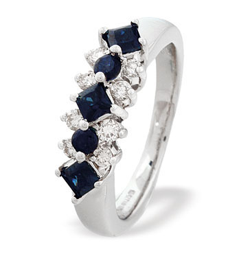 Ampalian Jewellery White Gold Diamond Sapphire Ring (291)