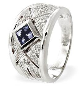 Ampalian Jewellery White Gold Diamond Sapphire Ring (531)