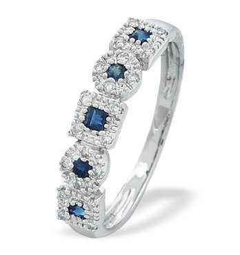 Ampalian Jewellery White Gold Diamond Sapphire Ring (656)