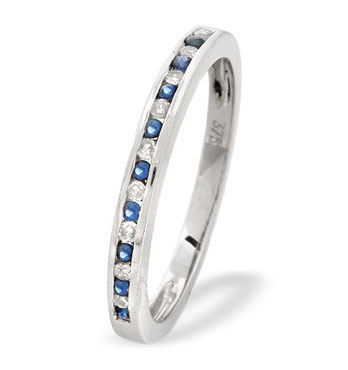Ampalian Jewellery White Gold Diamond Sapphire Ring (665)