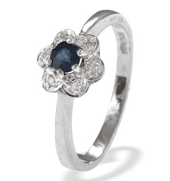 Ampalian Jewellery White Gold Diamond Sapphire Ring (792)