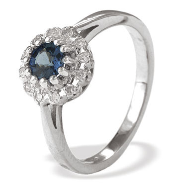 Ampalian Jewellery White Gold Diamond Sapphire Ring (794)