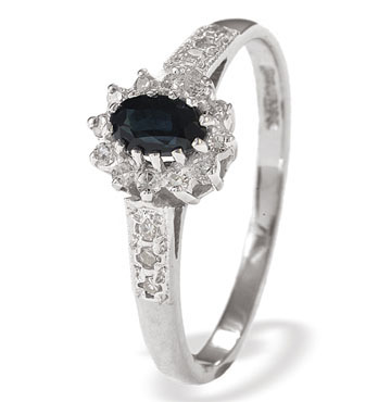 Ampalian Jewellery White Gold Diamond Sapphire Ring (797)