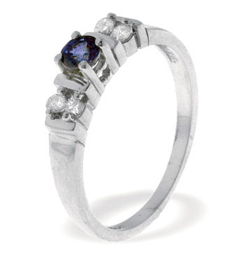 Ampalian Jewellery White Gold Diamond Sapphire Ring (920)