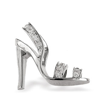 Ampalian Jewellery White Gold Diamond Shoe Pendant & Chain (411)