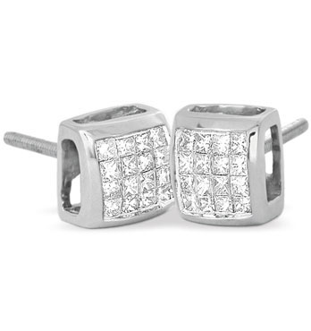 Ampalian Jewellery White Gold Diamond Stud Earrings (072)