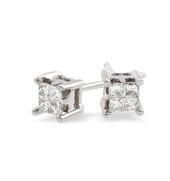 Ampalian Jewellery White Gold Diamond Stud Earrings (123)