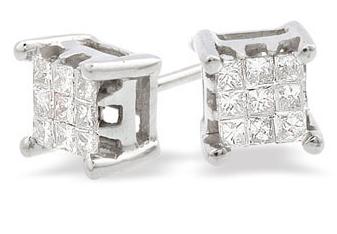 Ampalian Jewellery White Gold Diamond Stud Earrings (125)