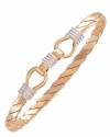 Ampalian Jewellery White- Yellow & Rose Gold Rope Bangle