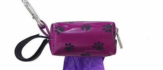 Designer Duffel Dog Poo Bag Dispenser Purple Paw