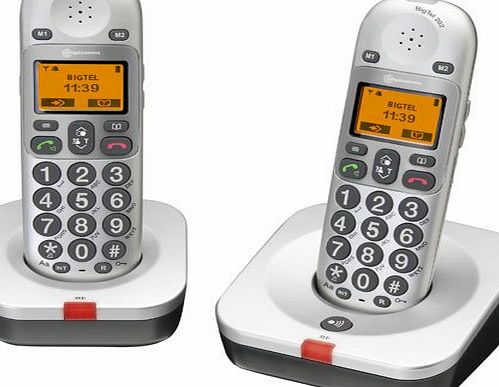 Amplicomms BigTel 202 Big Button Amplified Cordless Twin DECT Telephone - White