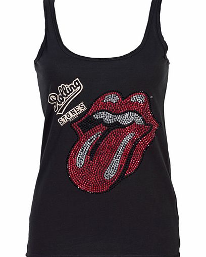 Ladies Diamante Rolling Stones Strappy Vest from