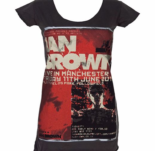 Amplified Clothing Ladies Ian Brown Poster Charcoal T-Shirt from