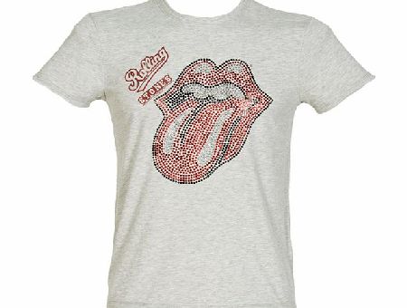 Amplified Clothing Mens Grey Diamante Rolling Stones Tongue