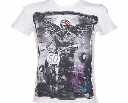 Mens Winged Biker Off White T-Shirt from