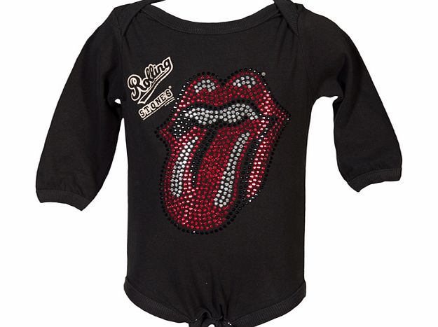 Amplified Kids Kids Charcoal Diamante Rolling Stones Tongue