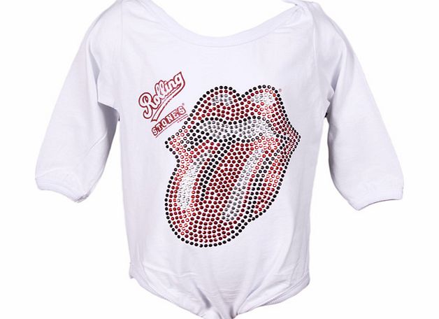 Kids White Rolling Stones Diamante Tongue