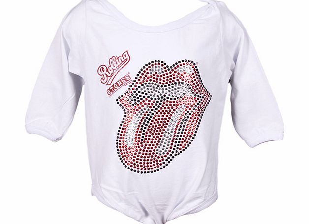 Amplified Kids Kids White Rolling Stones Diamante Tongue