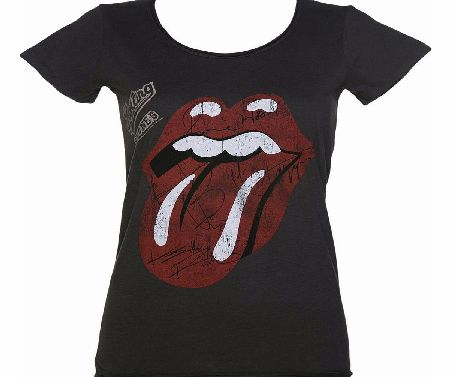 Ladies Charcoal Rolling Stones Autograph Tongue