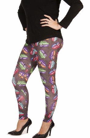 Amplified Ladies Washed Charcoal Rolling Stones Tongue