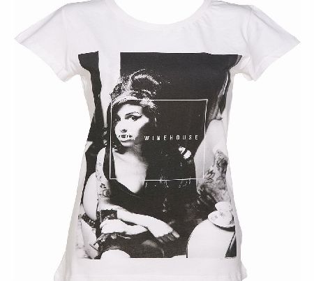 Ladies White Amy Winehouse Photographic T-Shirt