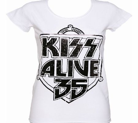 Amplified Ladies White Kiss Alive 35 T-Shirt from Amplified
