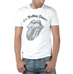 Mens Rolling Stones Diamante Classic Tongue T-Shirt White
