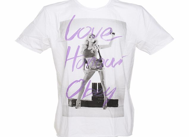 Amplified Pin-Ups Mens Love Honour Obey White T-Shirt from