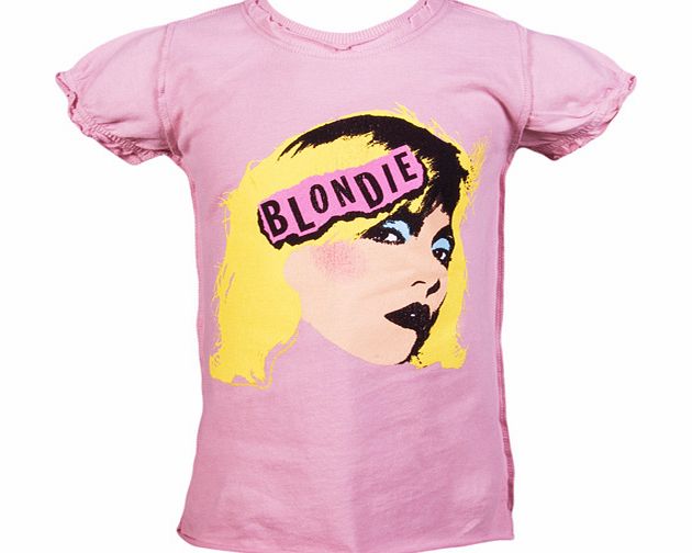 Amplified Vintage Girls Frill Sleeve Pink Blondie T-Shirt from