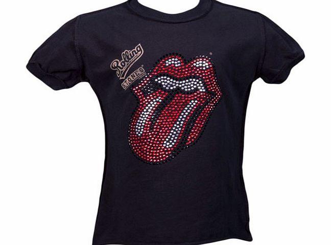 Amplified Vintage Kids Diamante Rolling Stones Tongue Charcoal