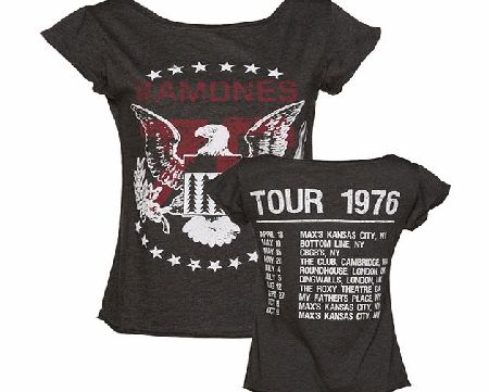 Ladies Charcoal Ramones 1976 Tour Front And Back
