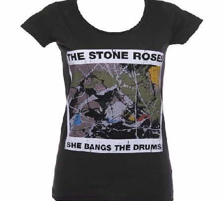 Amplified Vintage Ladies Charcoal Stone Roses She Bangs The Drums