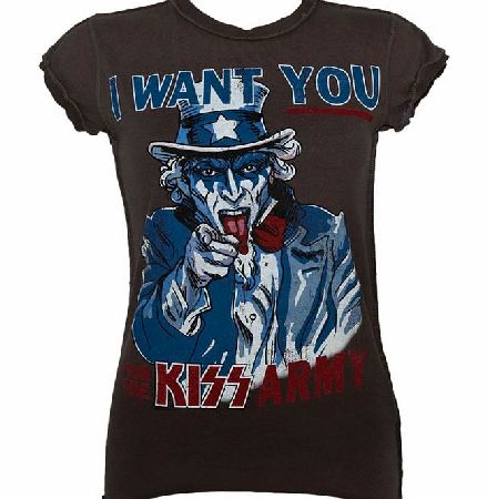 Amplified Vintage Ladies Kiss Army Charcoal T-Shirt from Amplified Vintage