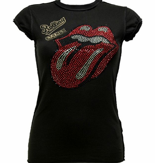 Ladies Rolling Stones Diamante Tongue T-Shirt from Amplified Vintage