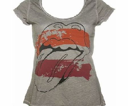 Amplified Vintage Ladies Rolling Stones Stripes Oil Wash Scoop
