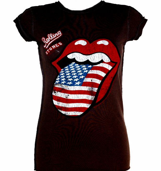 Ladies Rolling Stones US Flag T-Shirt from Amplified Vintage