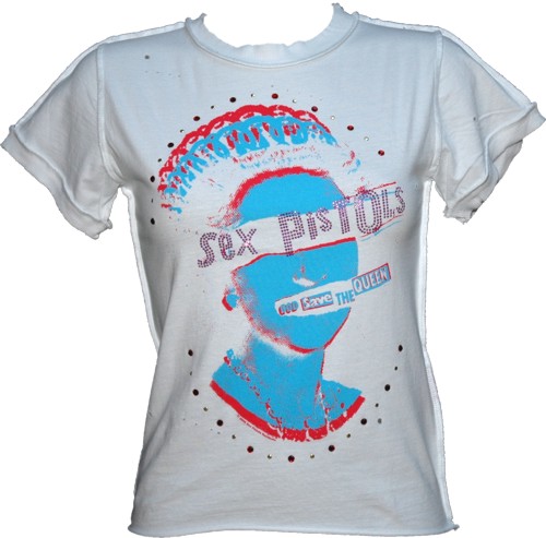 Amplified Vintage Ladies Sex Pistols White God Save The Queen T-Shirt from Amplified Vintage